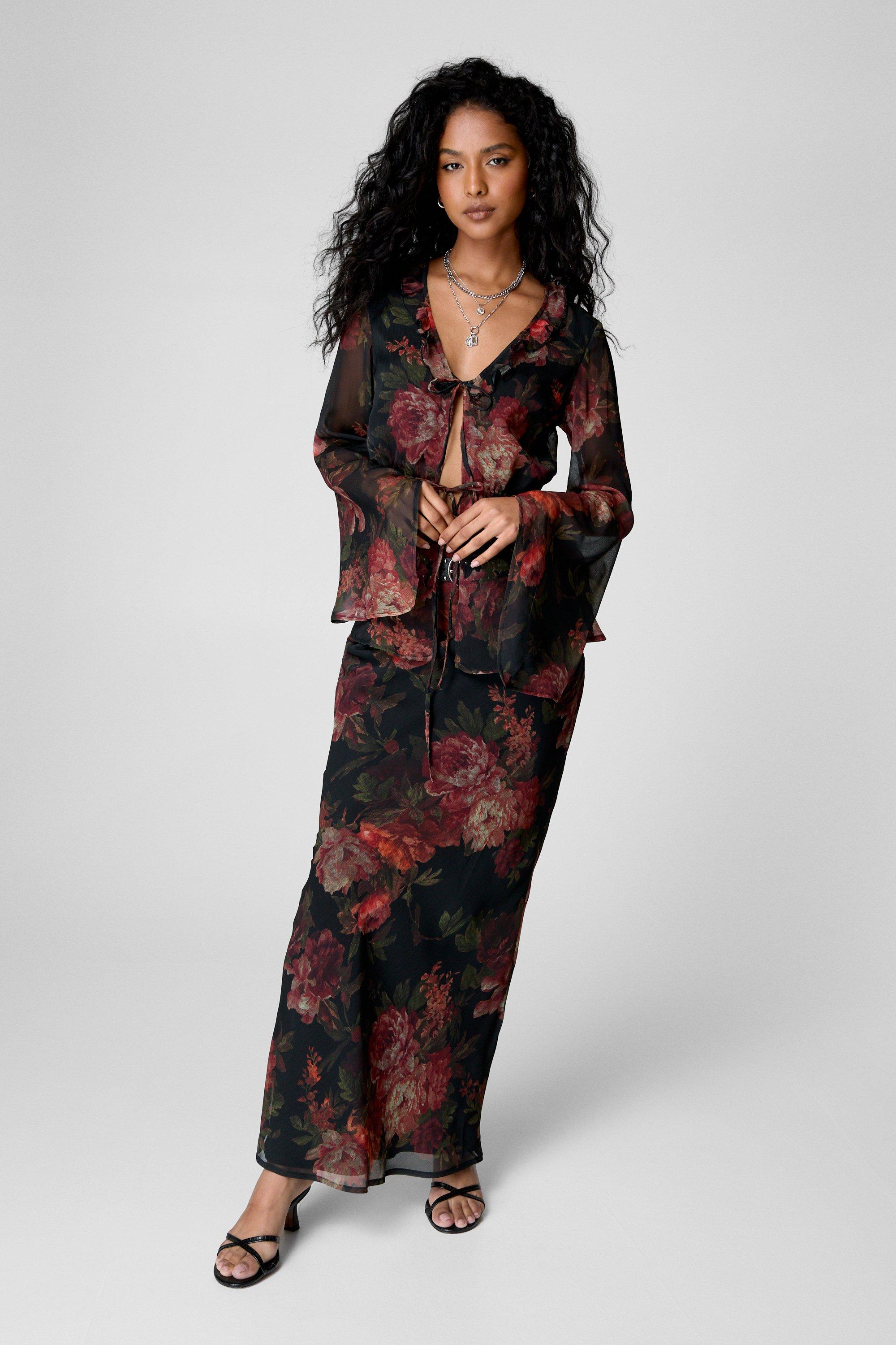 Vintage Floral Sheer Tie Front Top | Nasty Gal