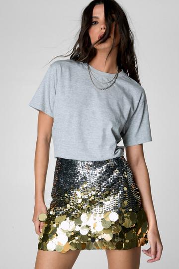 Disc Sequin Ombre Mini Skirt gold