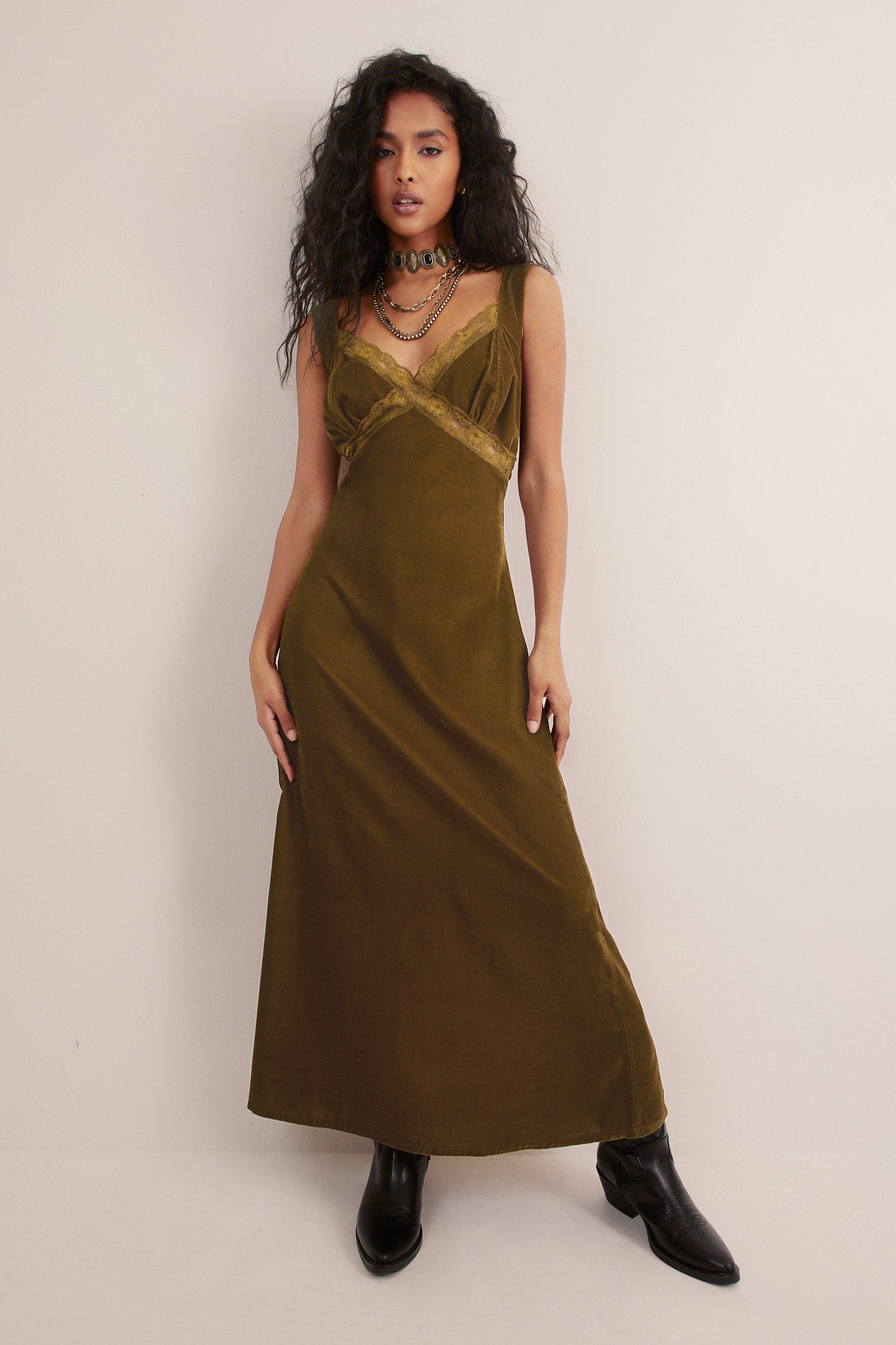 Nasty gal green velvet dress hotsell