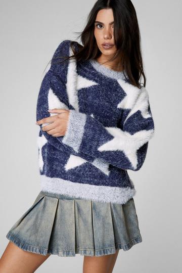 Navy Star Jacquard Sweater