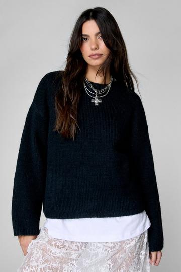 Black Oversized Crew Neck Sweater