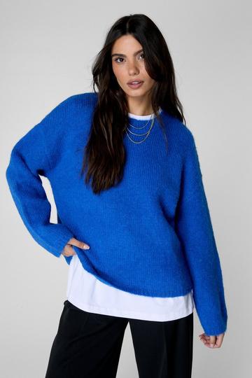 Oversized Crew Neck Sweater cobalt