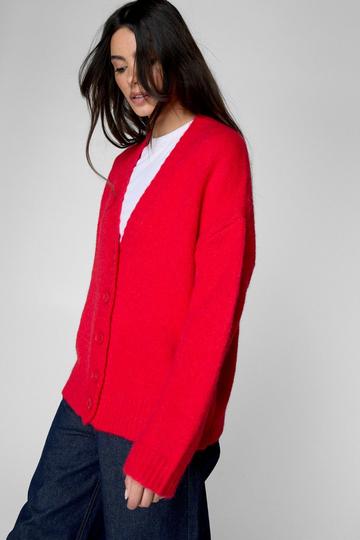 Red Boyfriend Cardigan