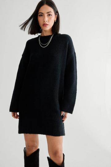 Black Crew Neck Sweater Dress