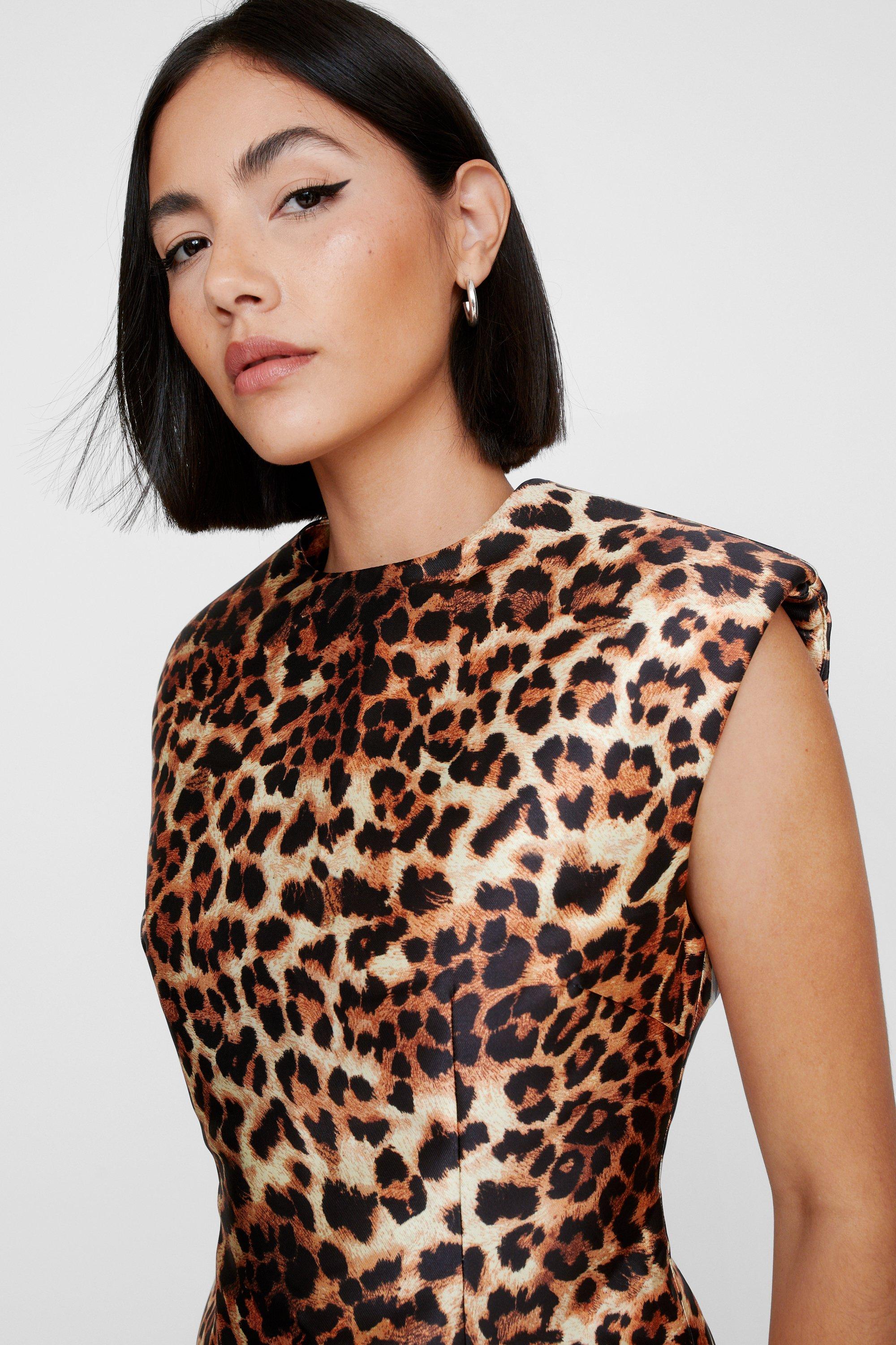 Animal print dress with split best sale