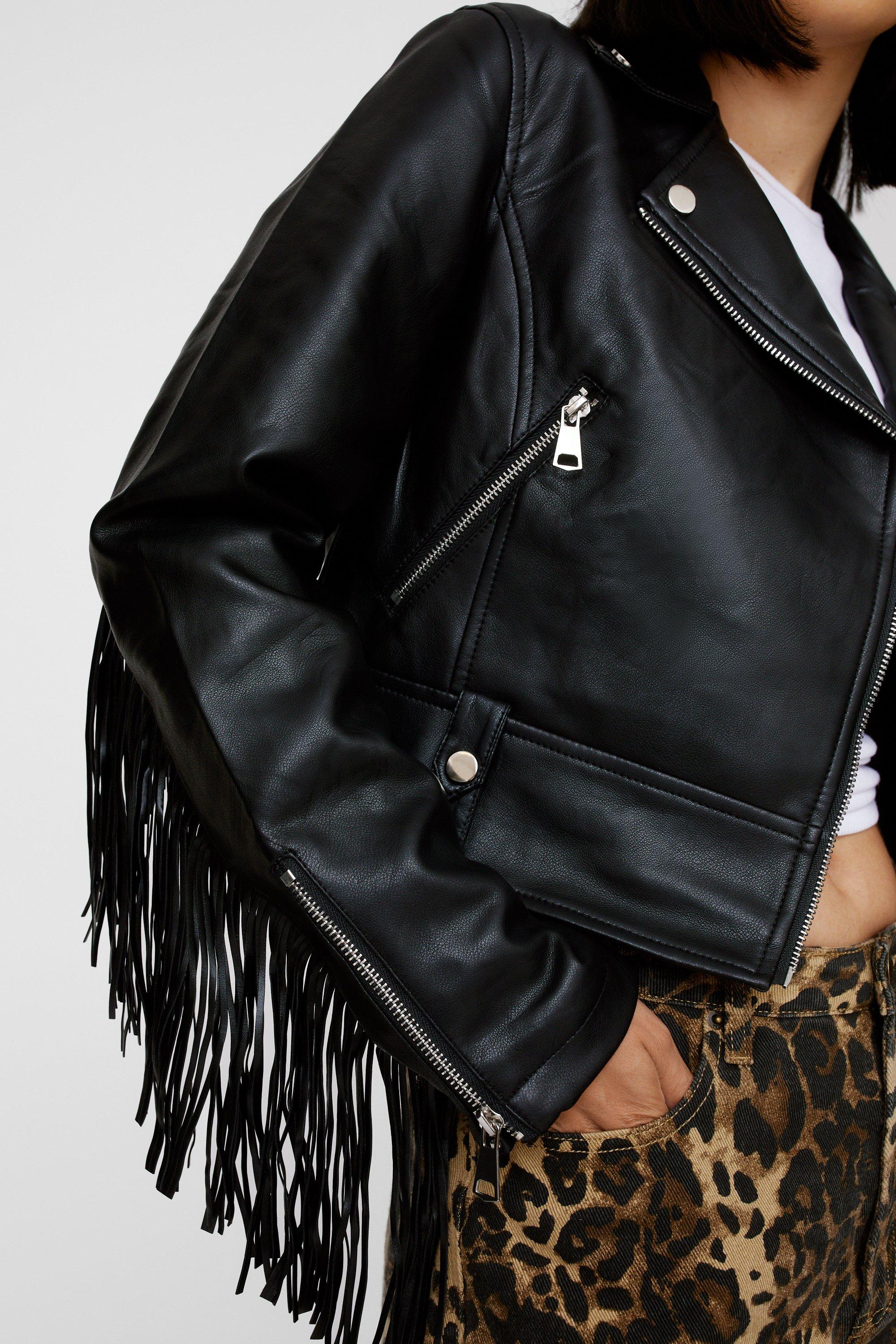 Faux Leather Fringe Jacket