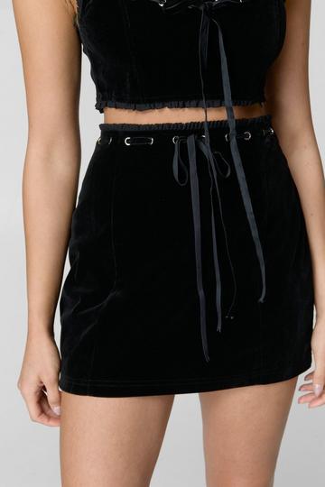 Velvet Ribbon Trim Mini Skirt black