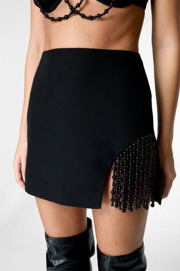 Black Pearl Trim Tailored Skirt