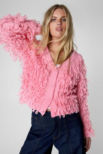 Loop Cropped Cardigan pink