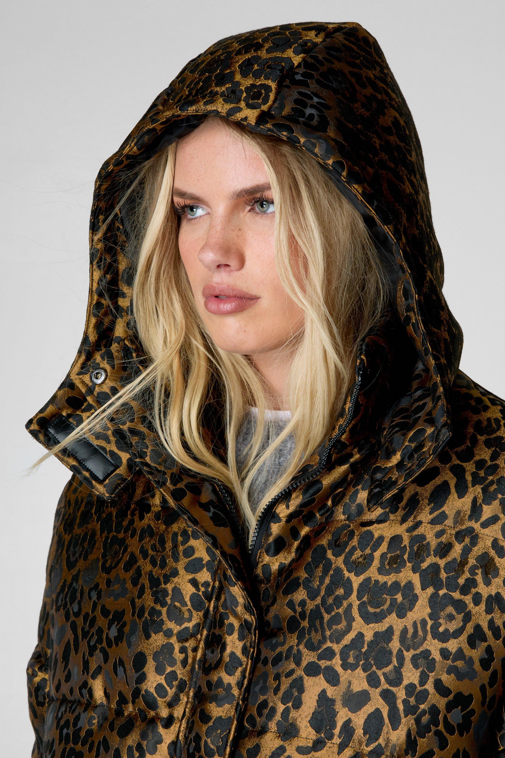 Leopard Jacquard Oversized Puffer Coat