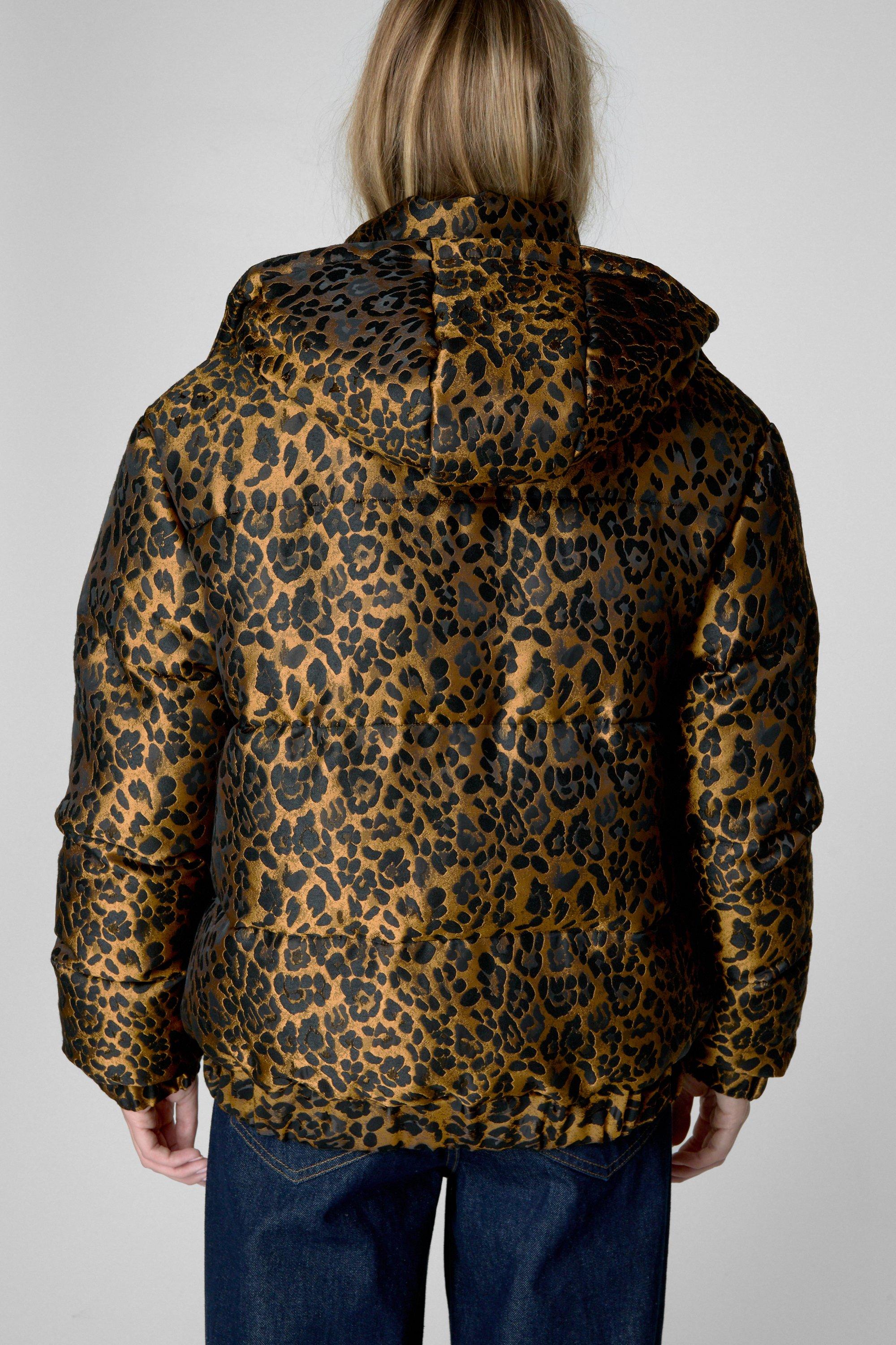 Leopard Jacquard Oversized Puffer Coat