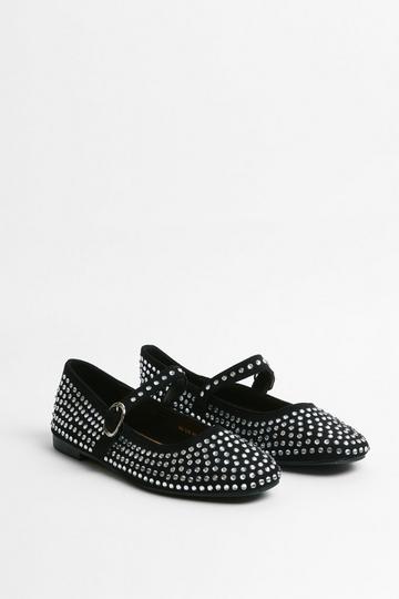 Black Embellished Ballerina Flats