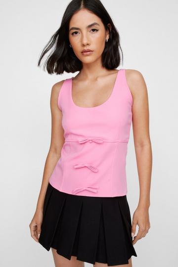 Pink Tie Detail Structured Cami Top