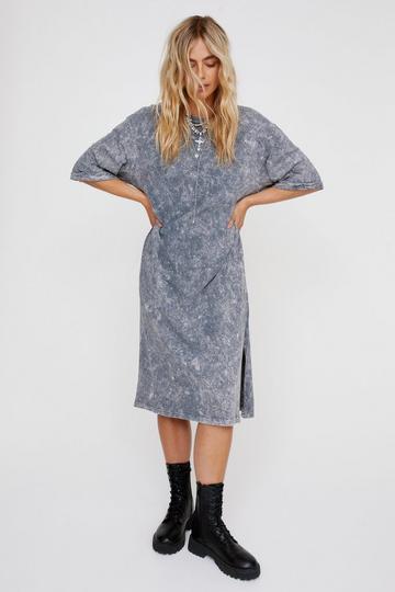 Printed T-Shirt Maxi Dress dark grey