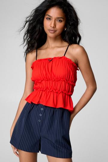 Bow Detail Frill Cami Top red