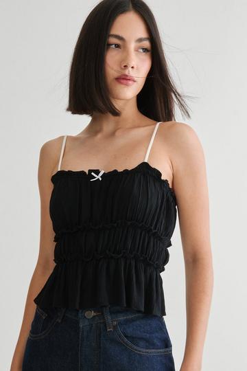 Bow Detail Frill Cami Top true black