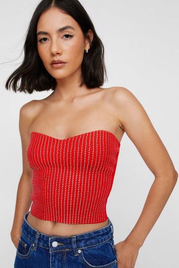 Diamante Bandeau Top light red