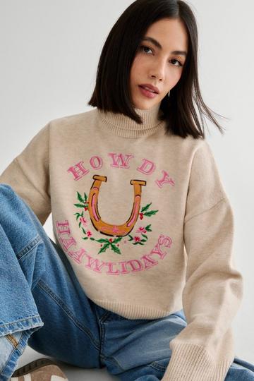 Howdy Haawlidays Holiday Sweater cream