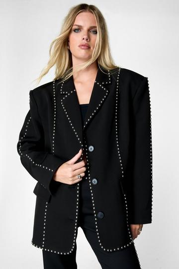 Premium Studded Oversized Blazer black