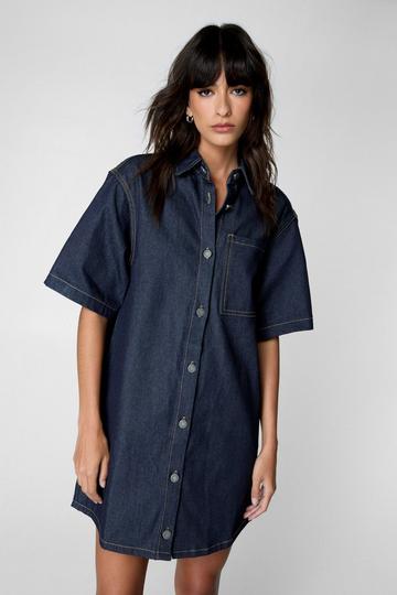 Indigo Denim Shirt Dress dark indigo