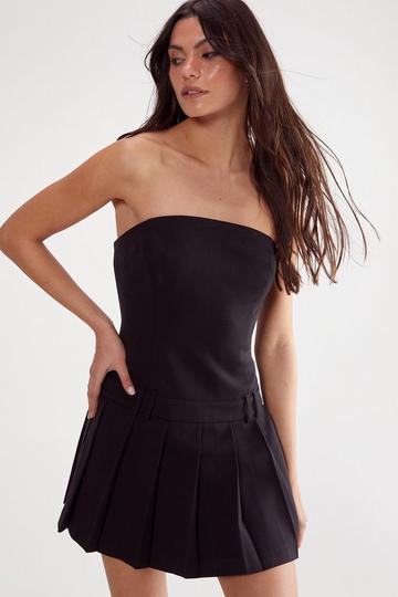 Essentials Pleat Hem Tailored Dress black