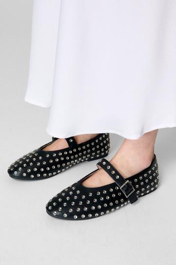 Black Diamante Ballet Flats