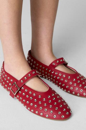 Diamante Ballet Flats red