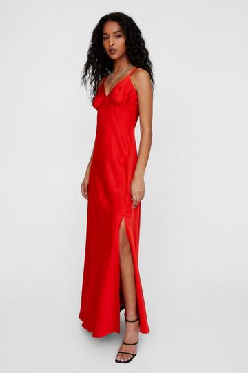 Red Satin Underwired Maxi Dress