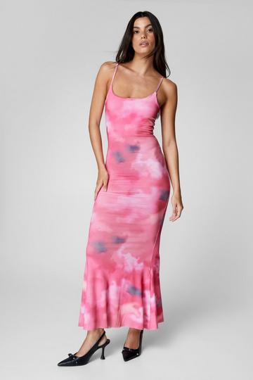 Printed Maxi Dress pink