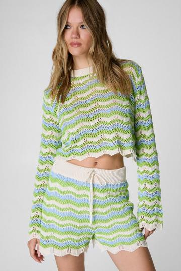 Knitted Wave Long Sleeved Co-Ord green