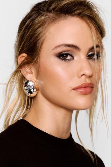 Silver Embellished Textured Earrings