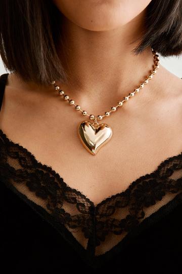 Gold Metallic Oversized Heart Necklace