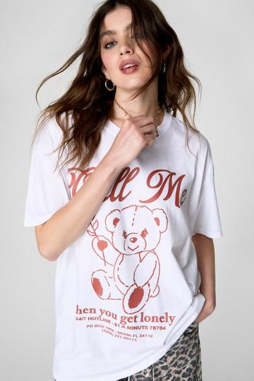 Call Me Teddy Bear Graphic Oversized T-Shirt white