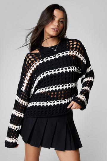 Knitted Stripe Jumper black