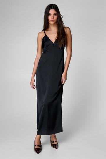 Black Satin Slip Maxi Dress