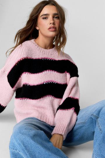 Knitted Wavy Sweater pink