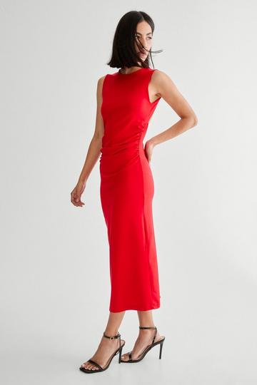 Sleeveless Backless Maxi Dress red