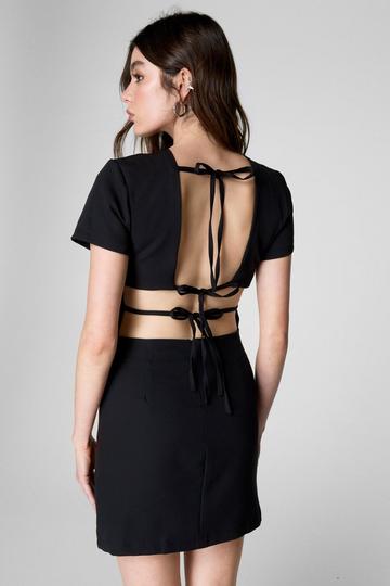 Black Tie Back Mini Dress