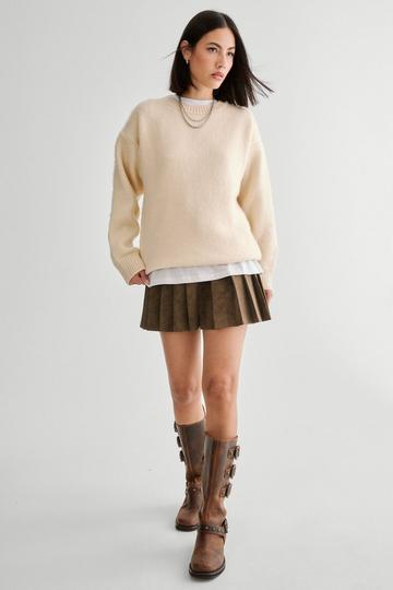 Cream White Knitted Crewneck Jumper