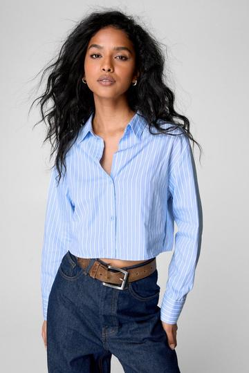 Stripe Cropped Shirt blue