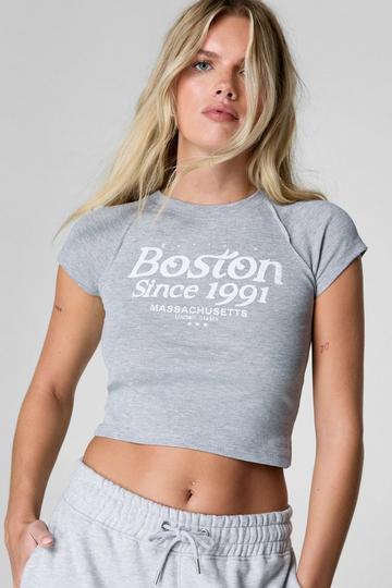 Boston Graphic Print Baby T-Shirt grey marl