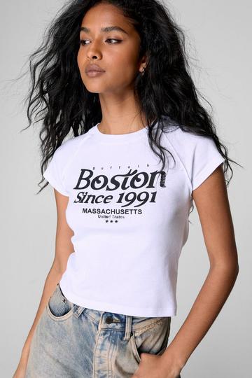 White Boston Graphic Print Baby T-Shirt