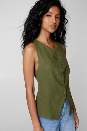 Button Front Waist Coat khaki