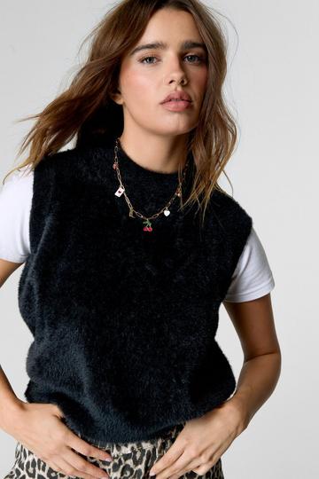 Black Brushed Knit Vest