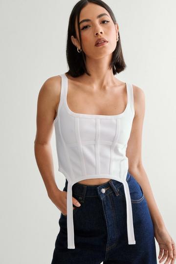 Bandage Seam Detail Corset Top white