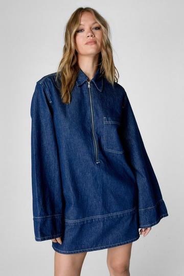 Blue Denim Quarter Zip Dress