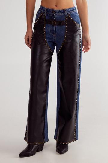 Denim Pu Mix Chaps dark wash