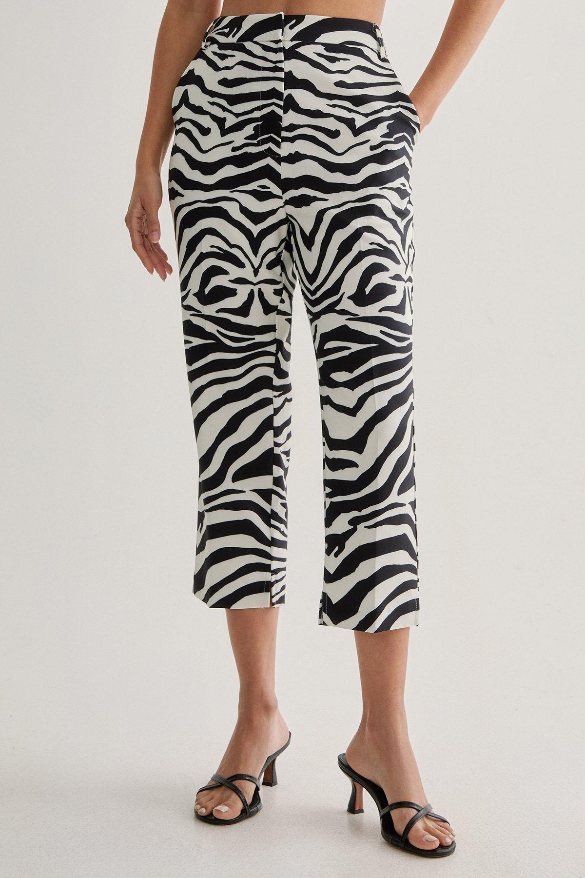 Zebra Print Tailored Capri Trouser