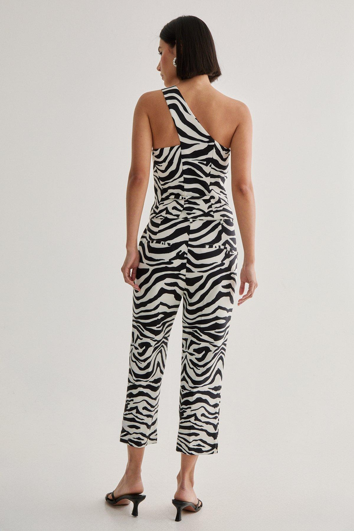 Zebra Print Tailored Capri Trouser