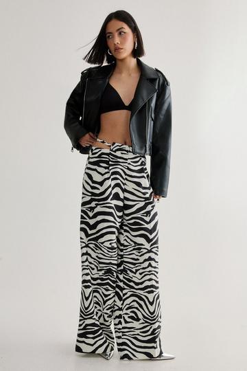 Zebra Print Tailored Cut Out Detail Trouser mono